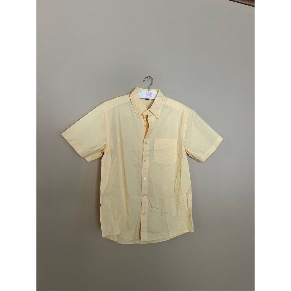 Port Authority Yellow Short Sleeve Button Up Shirt Mens Size Small